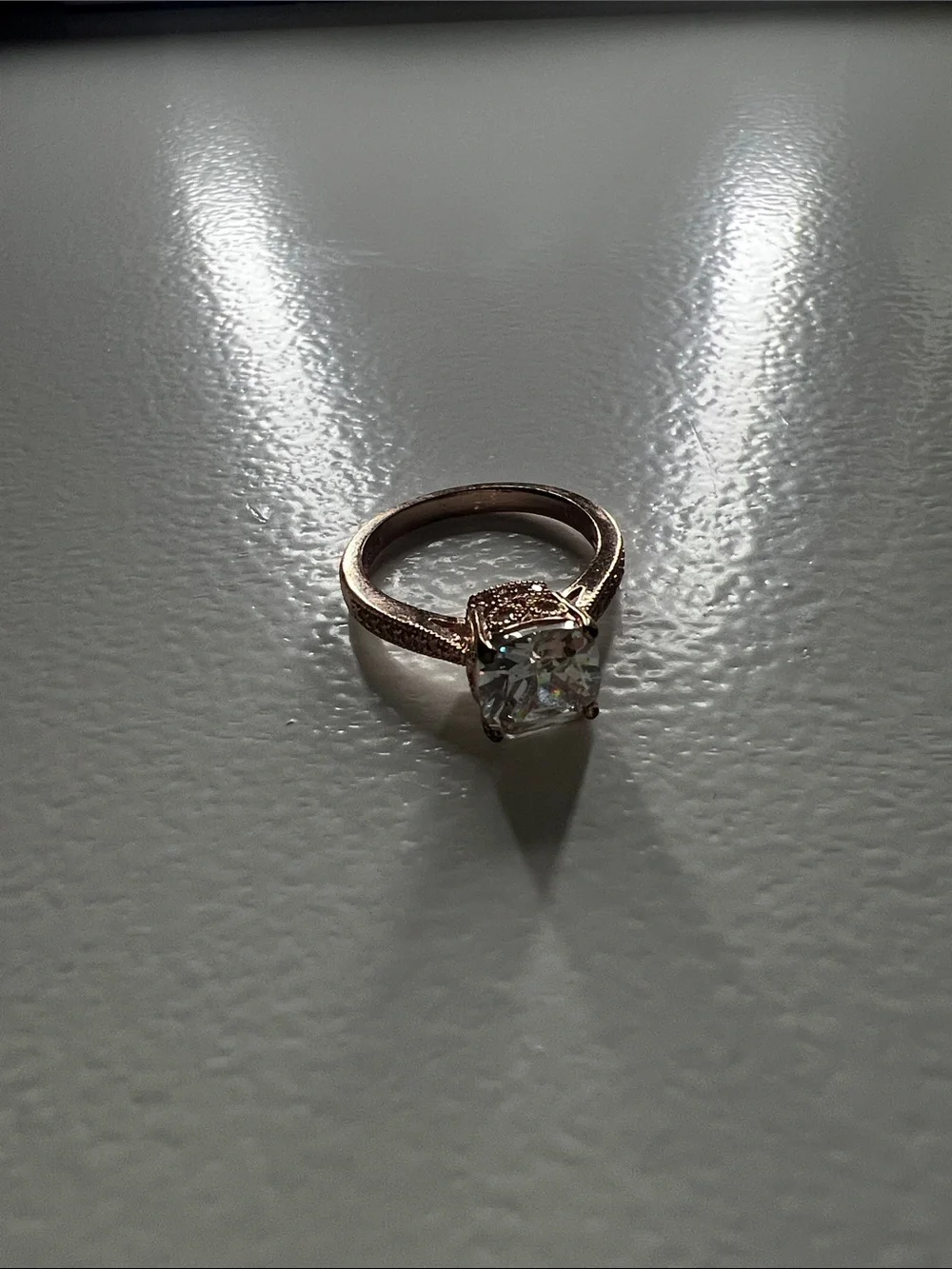 Macy's Rose Gold-Tone Ring with Clear Cushion Stone